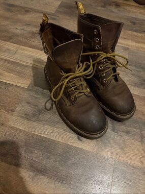 Dr. Martens Made in England Dark Brown Leather Lace-Up Boots